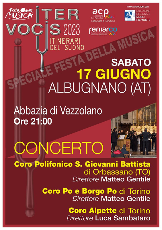 locandina concerto corale @ Vezzolano 17 giugno 2023